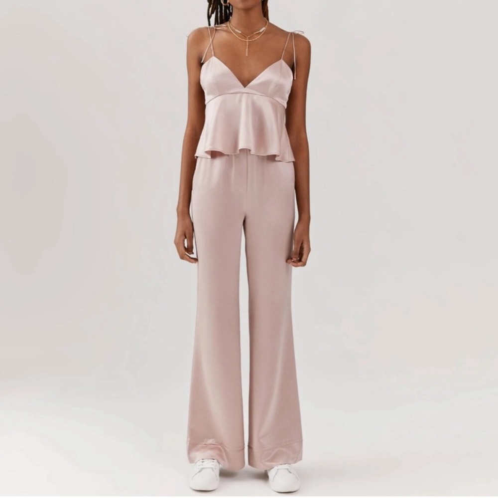 Something Navy Chloe Silky Pants & Strapy Cami Set - Champagne